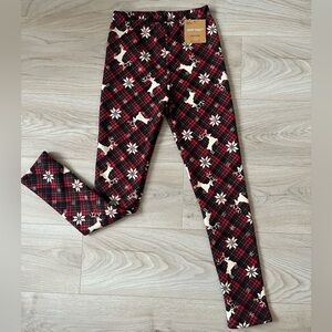 Just Cozy - Christmas Festive Red Plaid Snowflake Reindeer Women/Kids Leggings